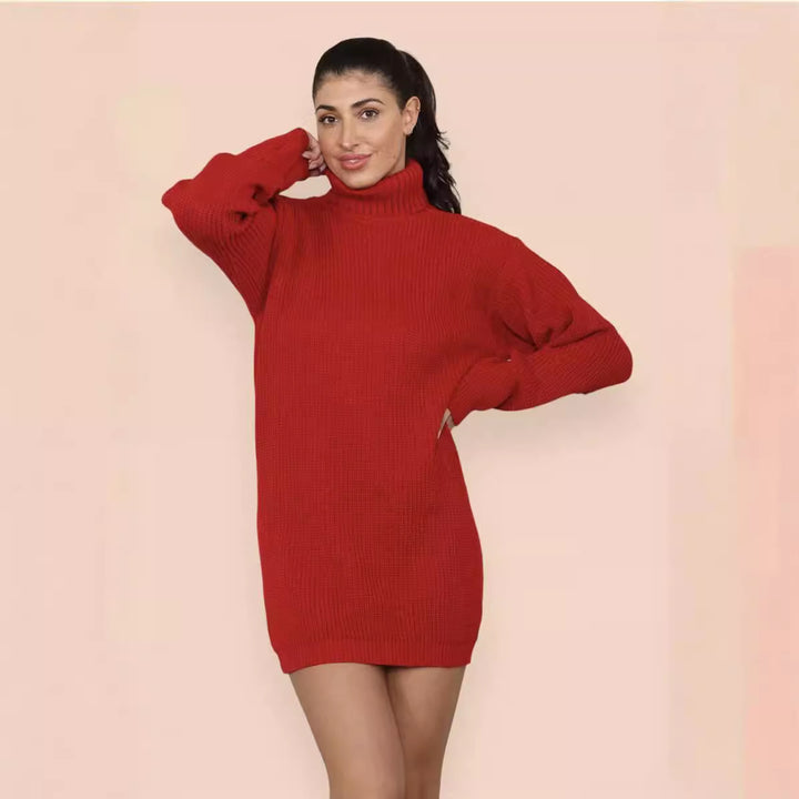Women's knitted dress with high neck and loose fit Lune London