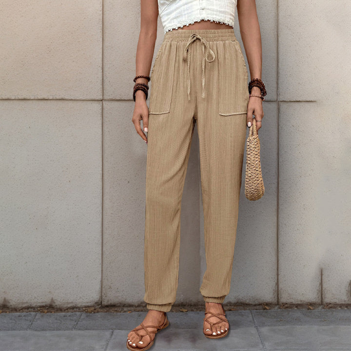 Casual women's pants with a relaxed fit and adjustable drawstring Lune London