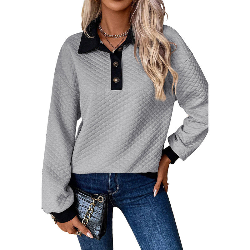 Casual sweatshirt for women with classic polo collar and button details Lune London