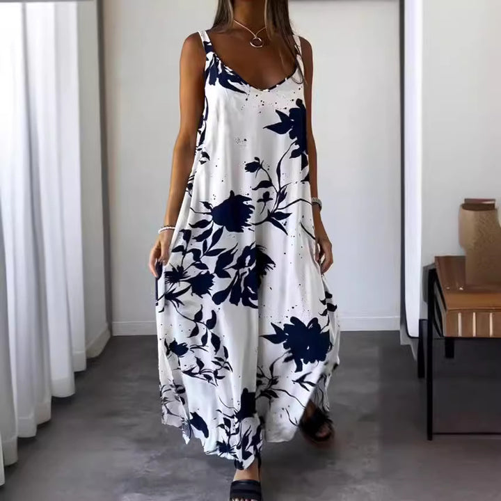 Maxi dress for women with floral pattern and fluid cut Lune London