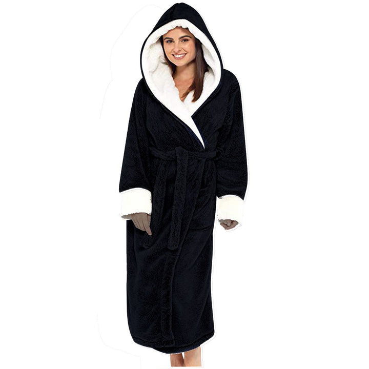 Ladies Cozy Fleece Robe with Hood and Belt Chic and Style