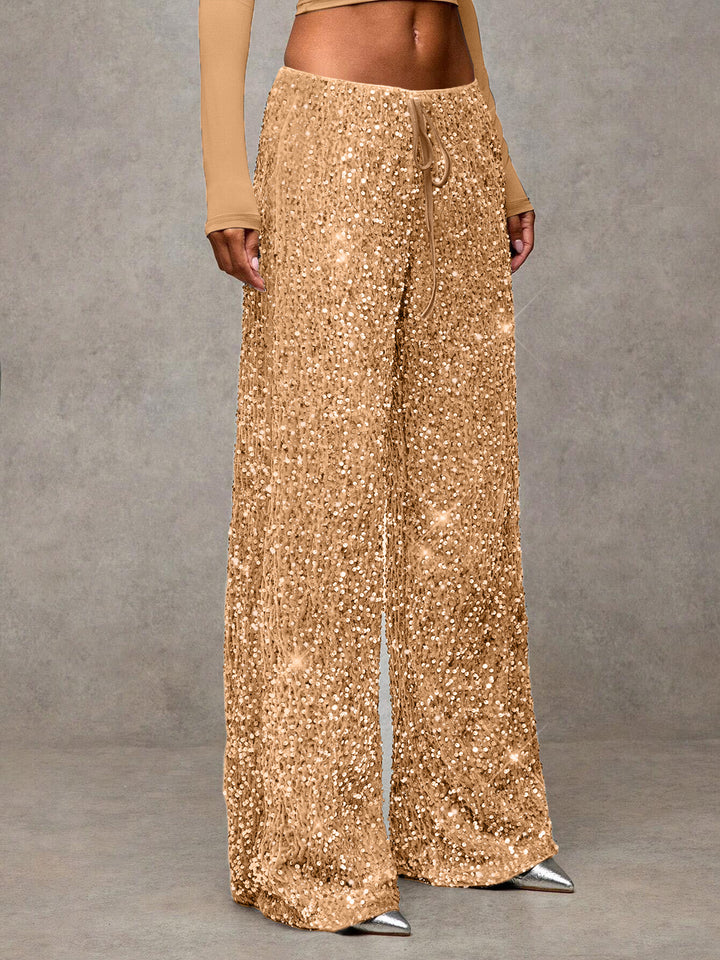 Pantalons palazzo extravagants pour femmes avec embellissement de paillettes Chic & Stil