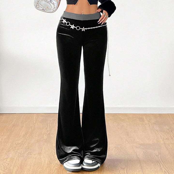 Pantalon en velours évasé pour femme avec taille élastique et design scintillant Chic & Stil