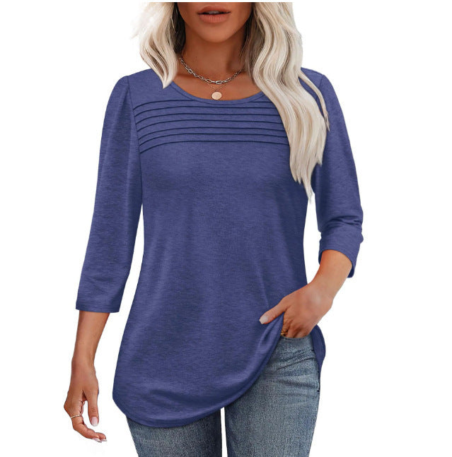 Women's Long Sleeve Shirt with Pleat Details Chic & Stil