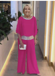 Ladies elegant and airy jumpsuit with sparkling belt Lune London