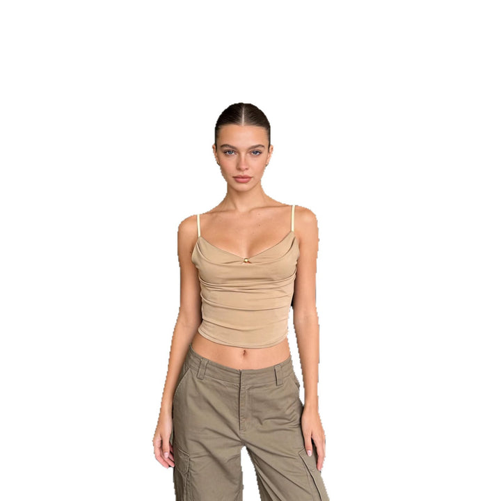 Women's Trendy Draped Top with Fine Gold Application Lune London