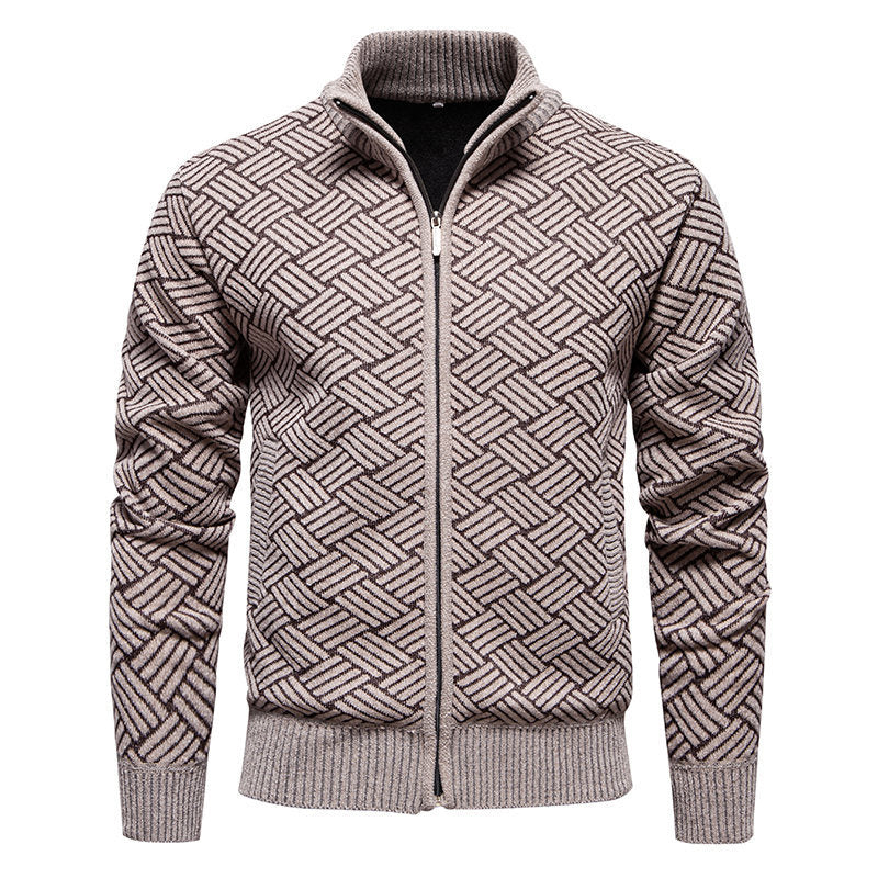 Trendy cardigan jacket for men with high collar and zipper Lune London