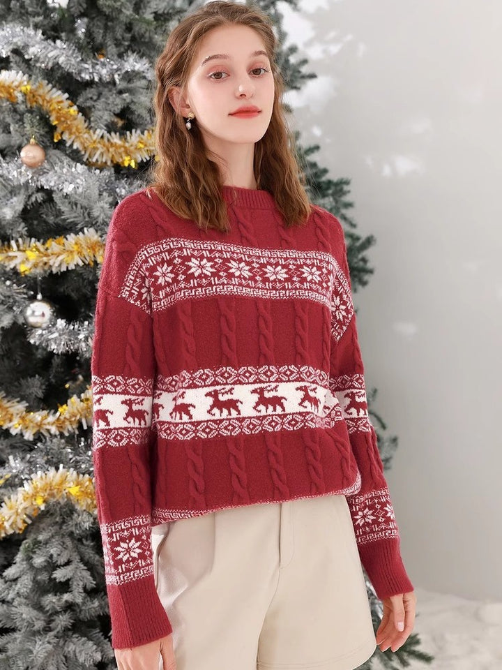 Chunky knit sweater for women with Christmas pattern and relaxed fit Lune London