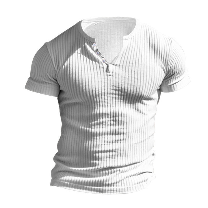 Men's Short Sleeve Henley T-Shirt with Textured Design Lune London