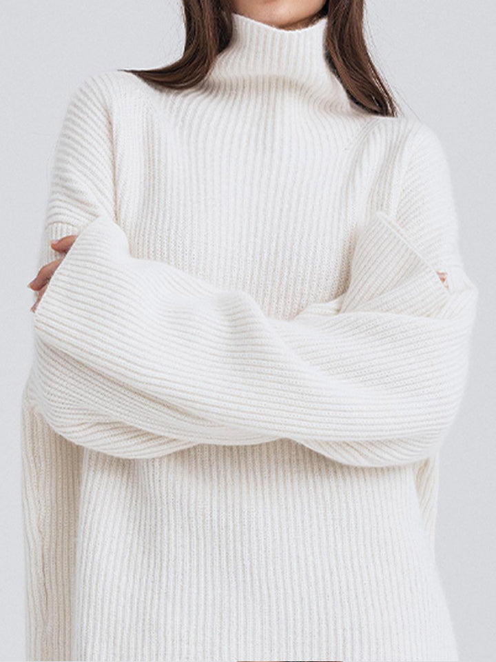 Ladies Large Knit Turtleneck Sweater in High-Quality Material Lune London
