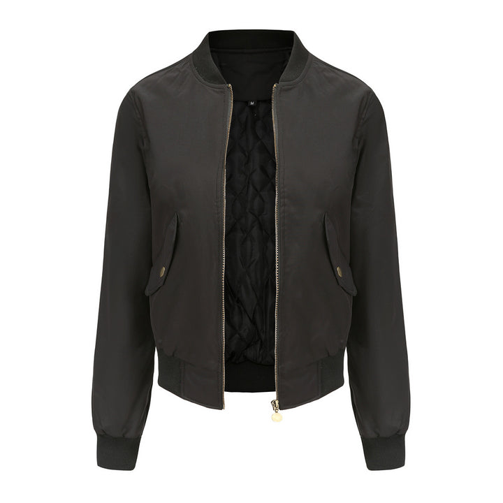 Elegant women's bomber jacket with practical side pockets and elastic edges Lune London