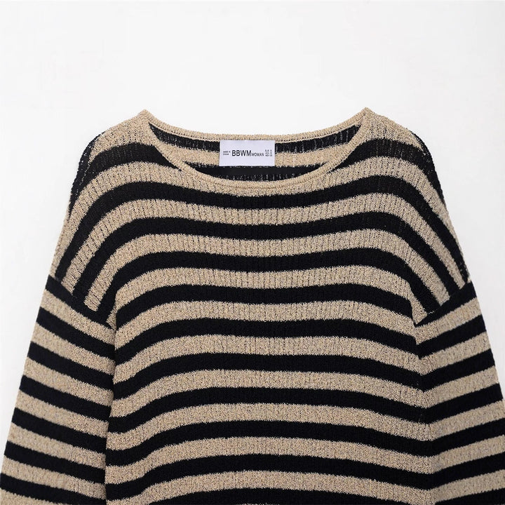 Casual knit sweater for women with wide stripes and a soft material Lune London