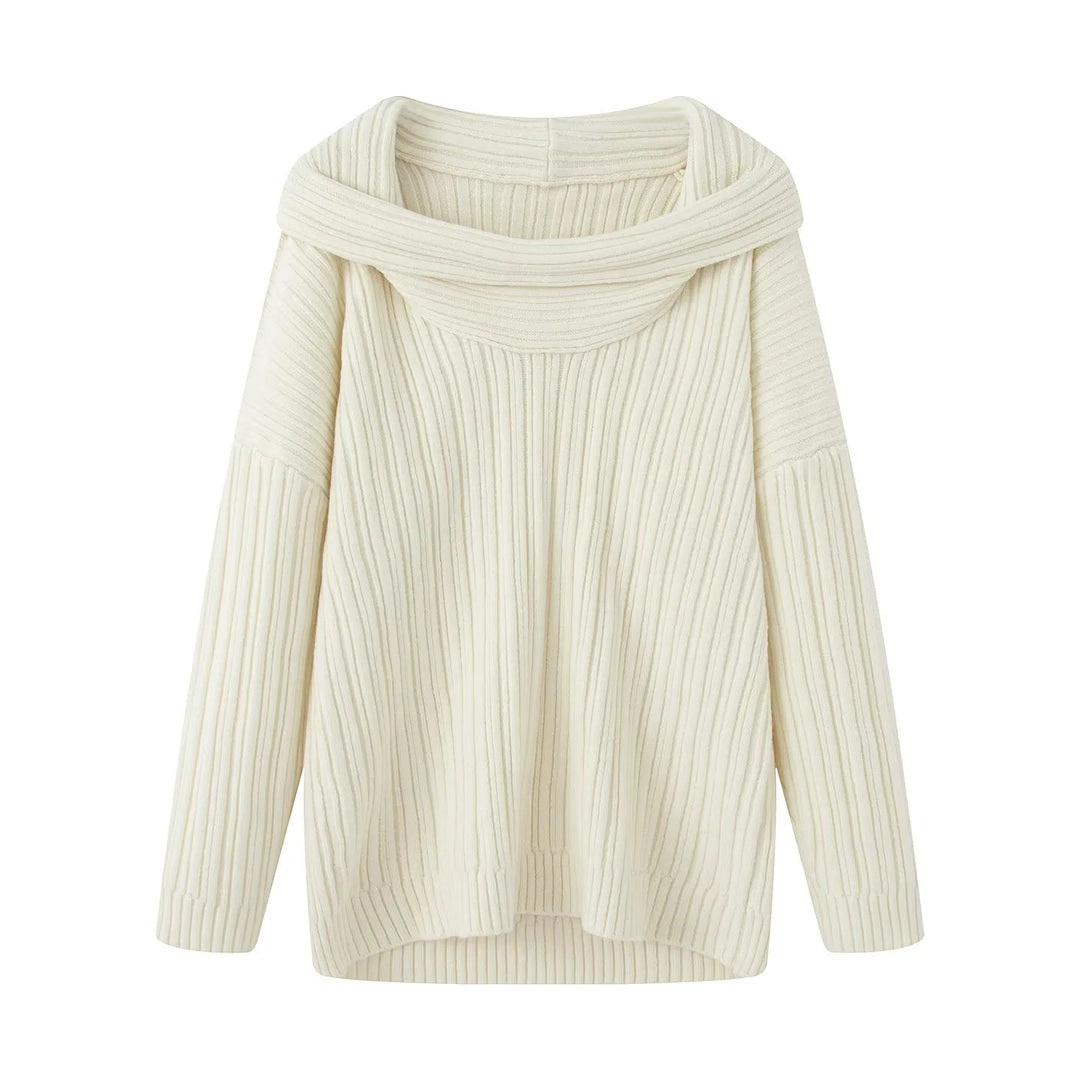Casual knit pullover for women with a wide turtleneck and a ribbed structure Lune London