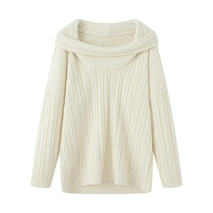 Casual knit pullover for women with a wide turtleneck and a ribbed structure Lune London