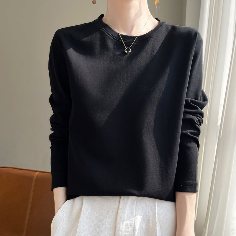 Women Round Neck Long Sleeve Shirt Chic & Stil