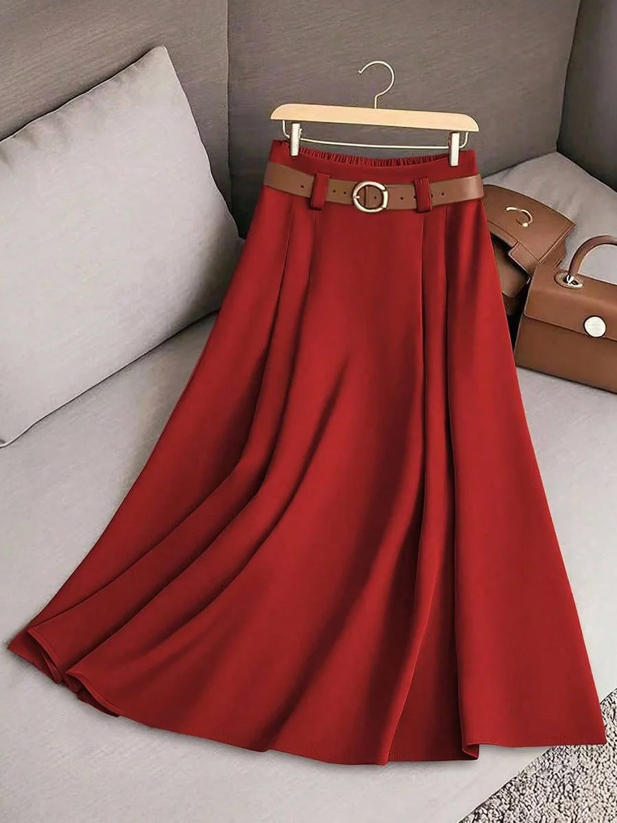 Jupe plissée évasée pour femmes avec application de ceinture élégante Chic & Stil