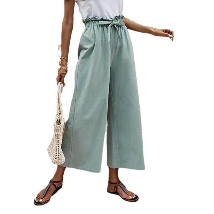 Women's Loose-Fitting Summer Pants with Elastic Waistband and Trendy Tied Belt Chic & Stil