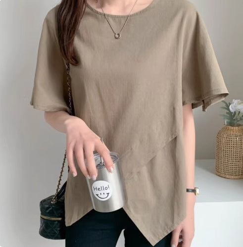 Casual women's t-shirt with high and low hem Lune London