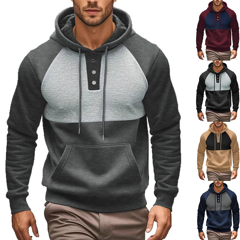 Men's Hoodie with button placket and contrasting details Lune London