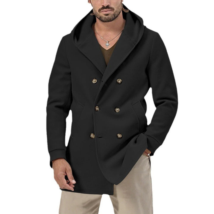 Men's double talent hooded coat with stylish button placket Lune London