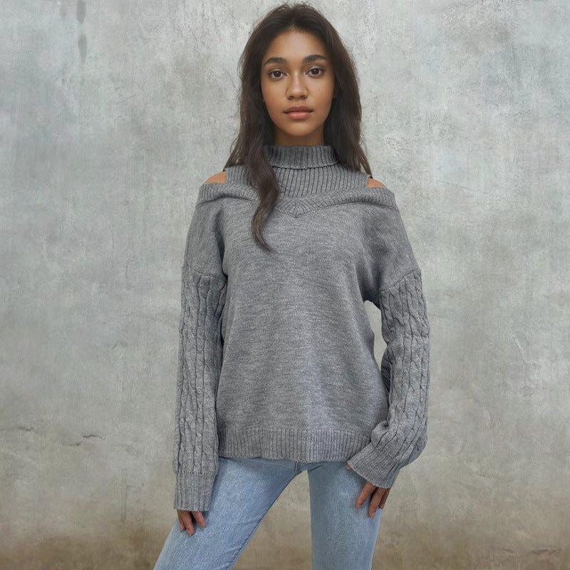 Lune London off-the-shoulder sweater for women with twisted pattern