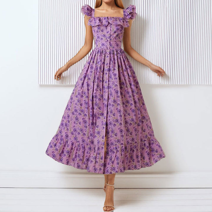 Robe maxi femme avec volants et imprimé floral Chic & Stil