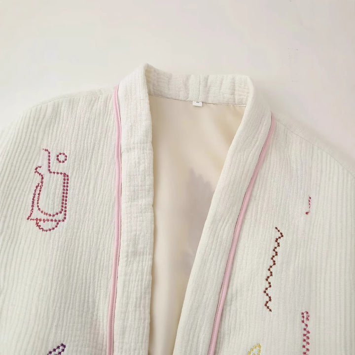 Embroidered cotton jacket for ladies with large pockets and relaxed fit Lune London