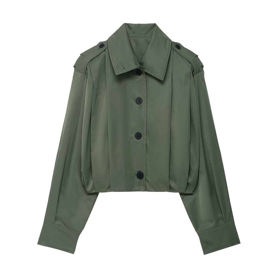 Short blouse jacket for women with an elegant cut and chic button details