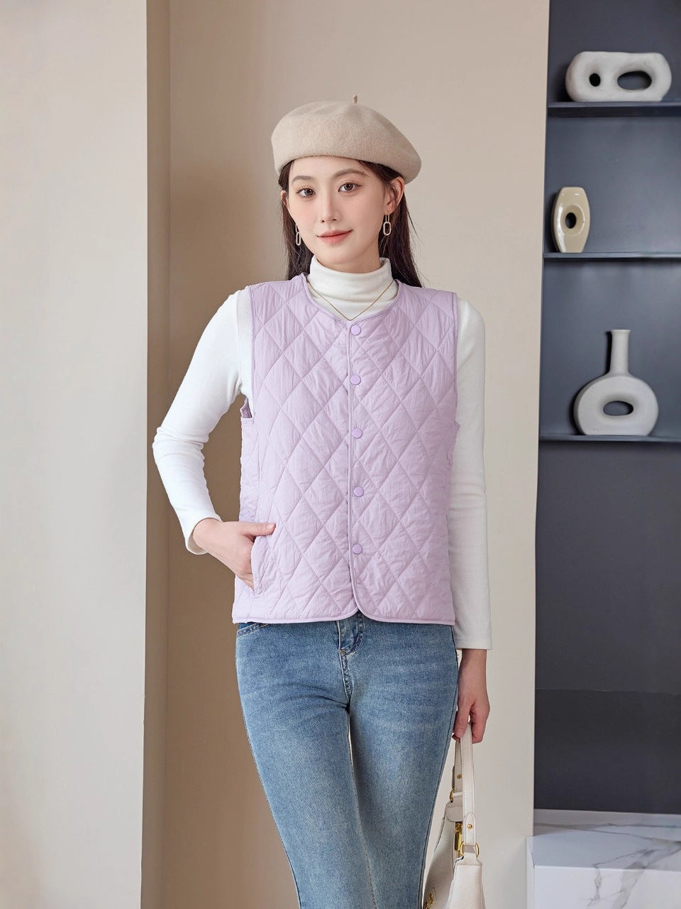 Ladies reversible quilted vest Lune London
