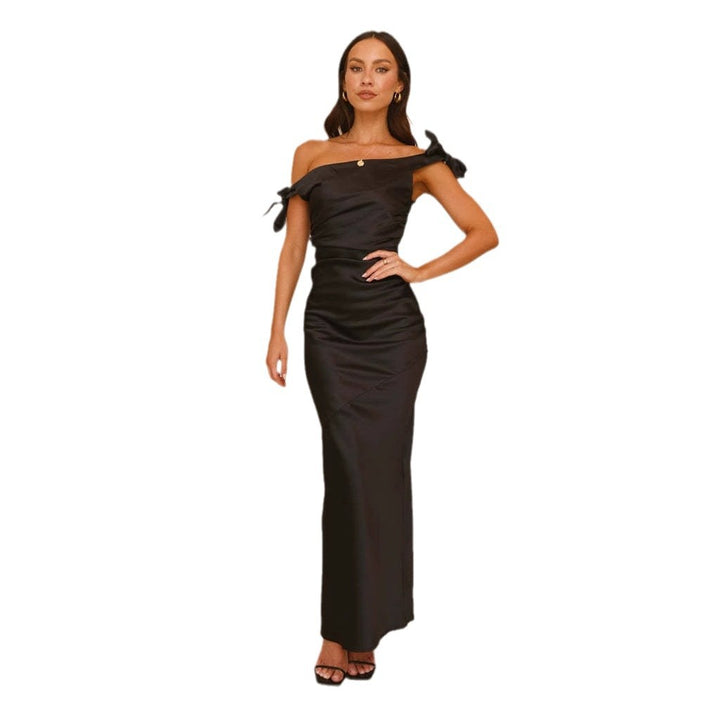 Elegant Maxi Dress for Women with Off-Shoulder Design and Chic & Stylish Refined Knots