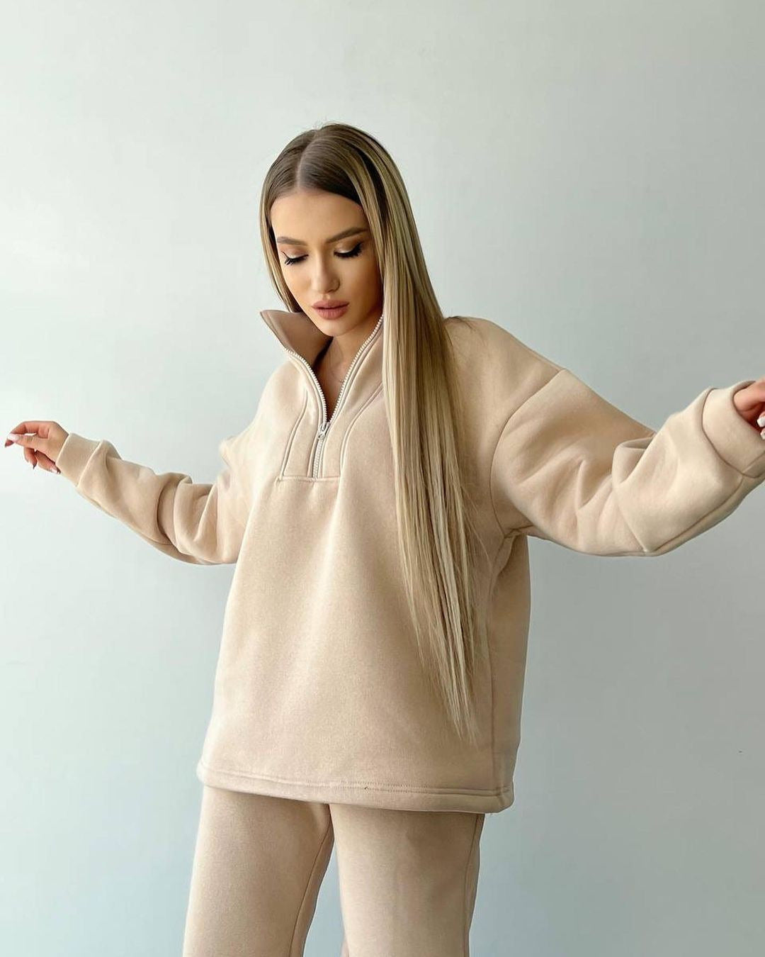 Women's casual sweatshirt jumpsuit and jogging pants with zipper Lune London