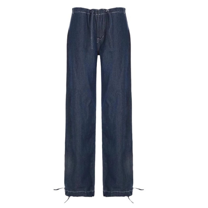 Wide jeans for women with elastic waistband and adjustable hem Lune London