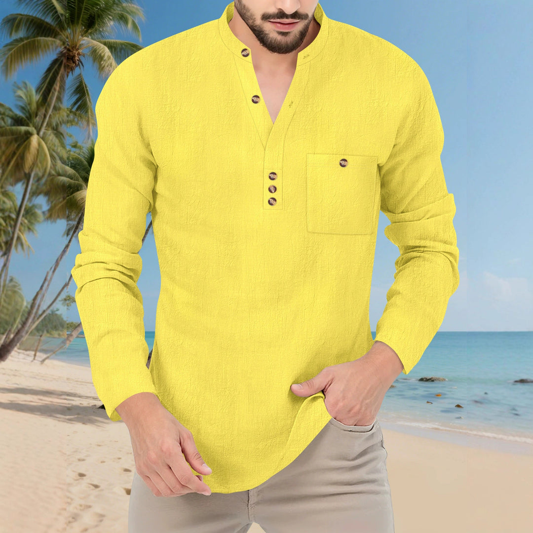 Casual long-sleeve shirt for men with button placket and chest pocket Lune London