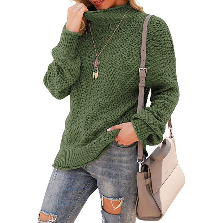 Chunky knit sweater for women with high collar and trendy structure Lune London