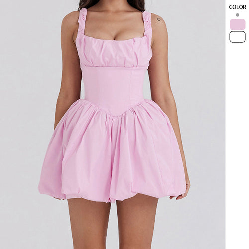 Playful mini dress for women with gathered details and a fitted top Chic & Stil