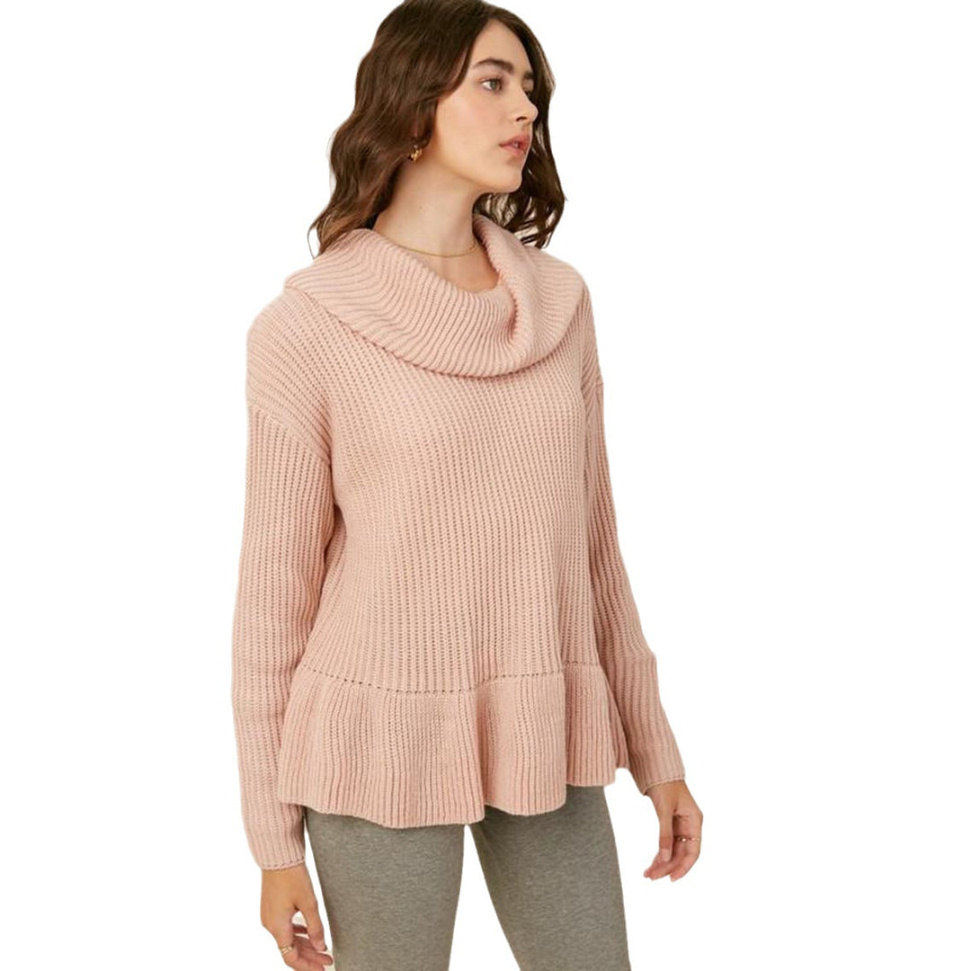 Ladies Comfortable Knit Sweater with Wide Neck and Voluminous Hem Chic und Style
