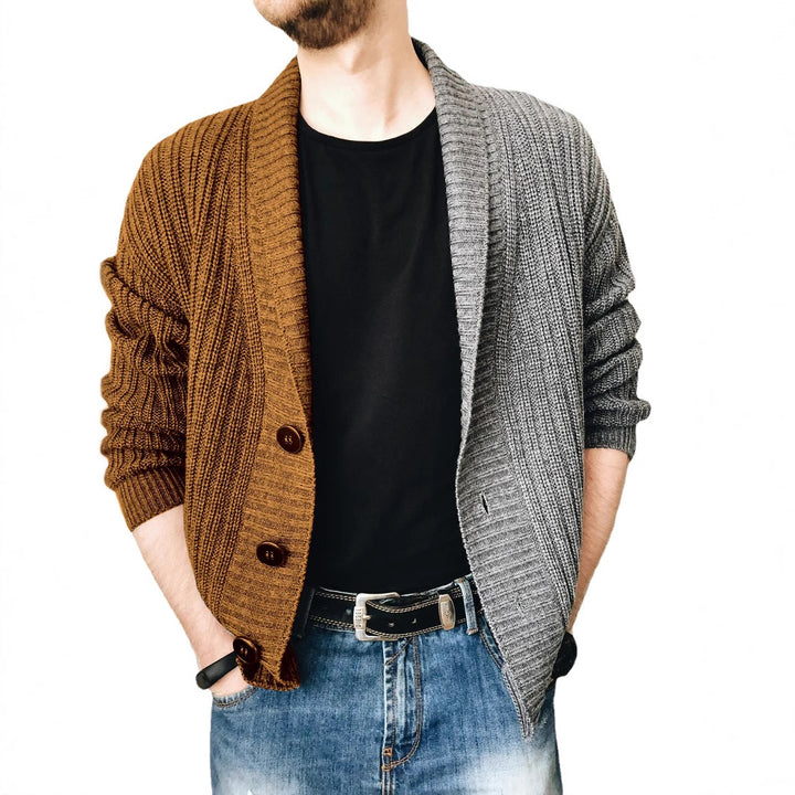 Men's knitted jacket with textured surface and modern buttons Lune London
