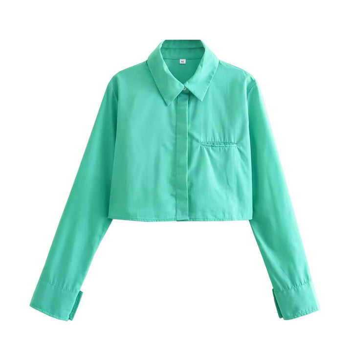 Women's cropped blouse with classic collar Lune London