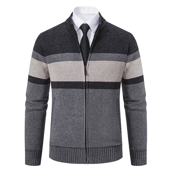 Men's knitted jacket with textured design and high collar Lune London