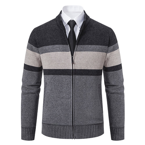 Men's knitted jacket with textured design and high collar Lune London