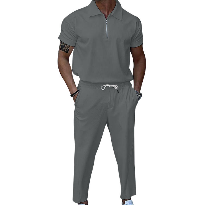 Trendy men's sports set with short zipper and elastic waist Lune London