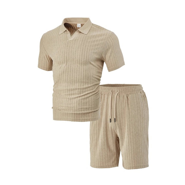 Casual polo and shorts set for men in pleated cotton Lune London