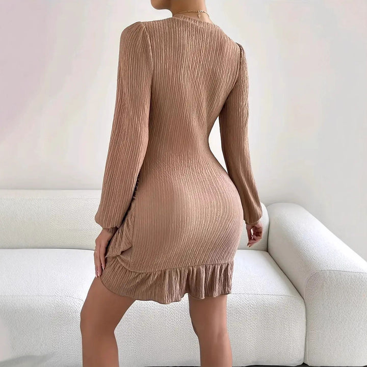 Ladies Elegant Wrap Dress with Chic and Stylish Ruffle Details