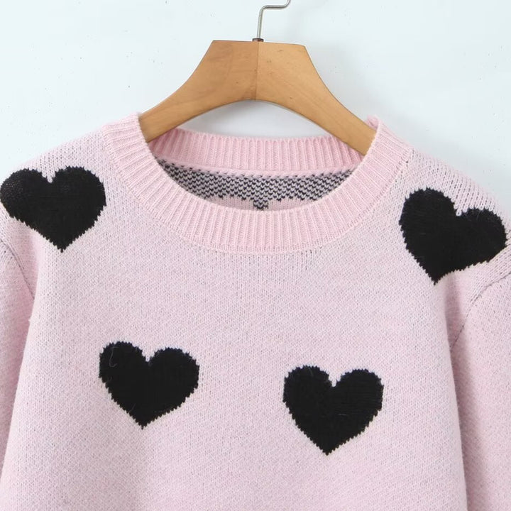 Pull en tricot pour femmes avec motif cœur Chic & Stil