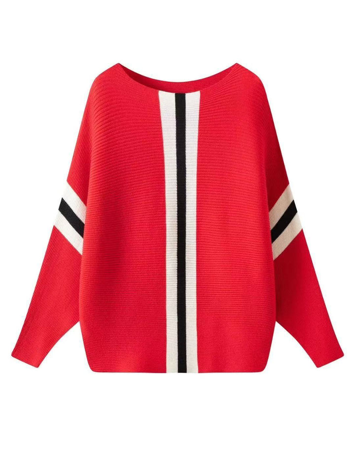 Ladies thick knit sweater with modern stripes Lune London