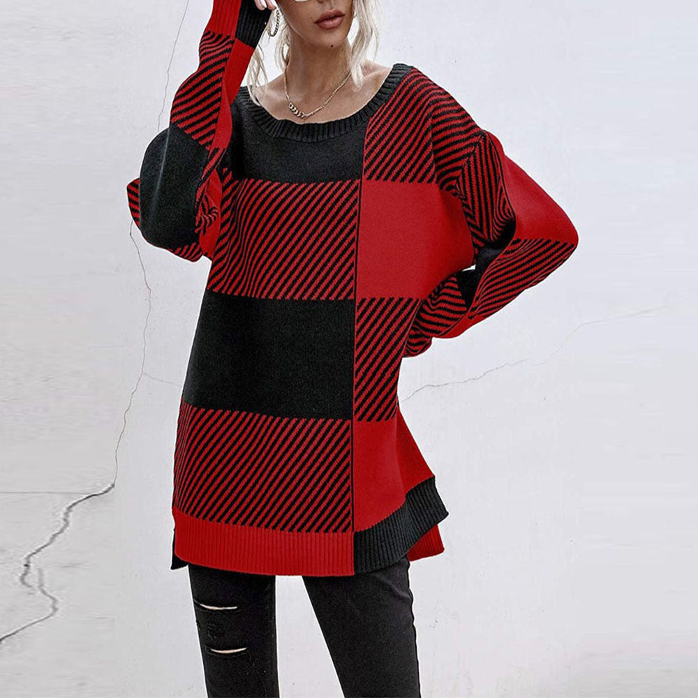 Chunky knit sweater for women with a modern block design Lune London