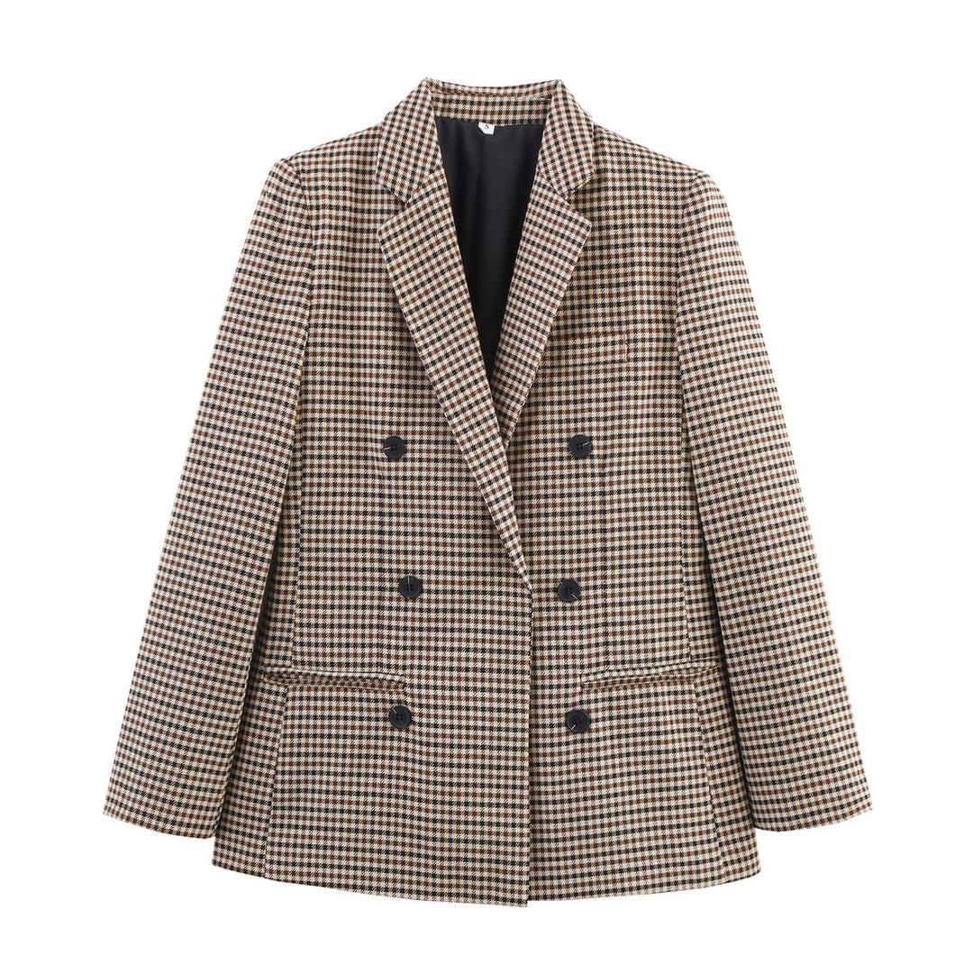 Checked blazer for women with double-breasted Lune London