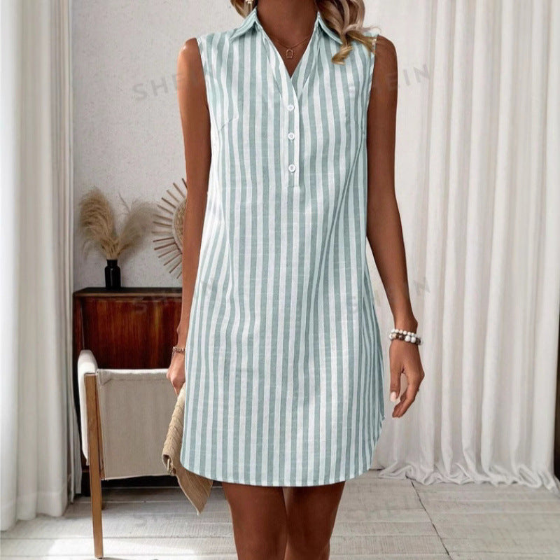 Casual shirt dress for women with button details and striped pattern Lune London