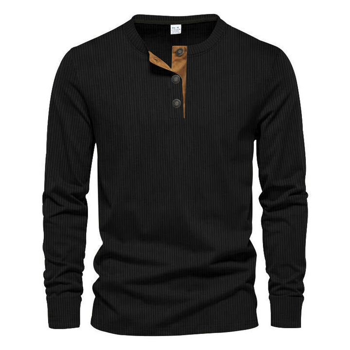 Men's Long Sleeve Henley Shirt with Textured Design Lune London