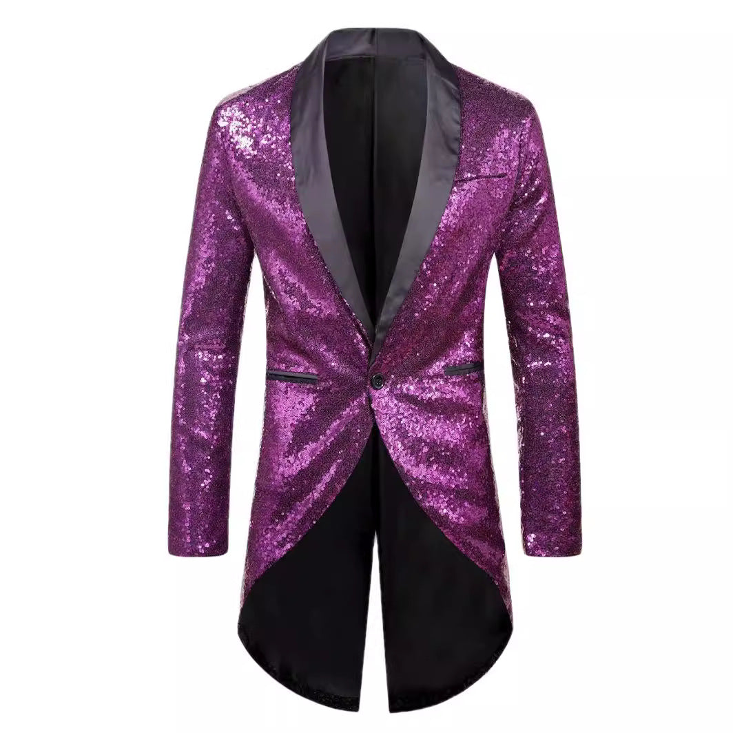 Shiny suit jacket for men with elegant shawl collar Lune London